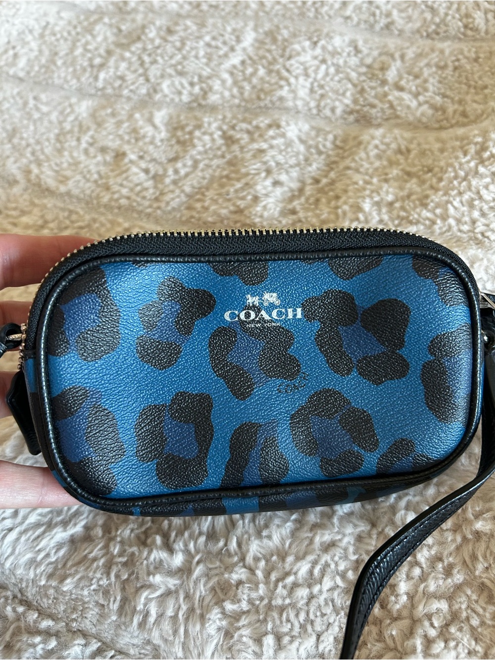 COACH Blue Leopard Print Crossbody Bag